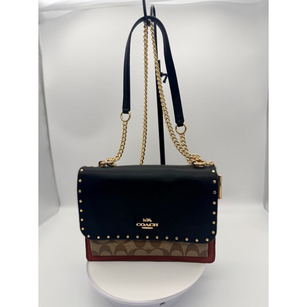 Coach Klare Crossbody Signature Canvas Rivets Black Khaki | Style 90400 - Picture 2 of 15